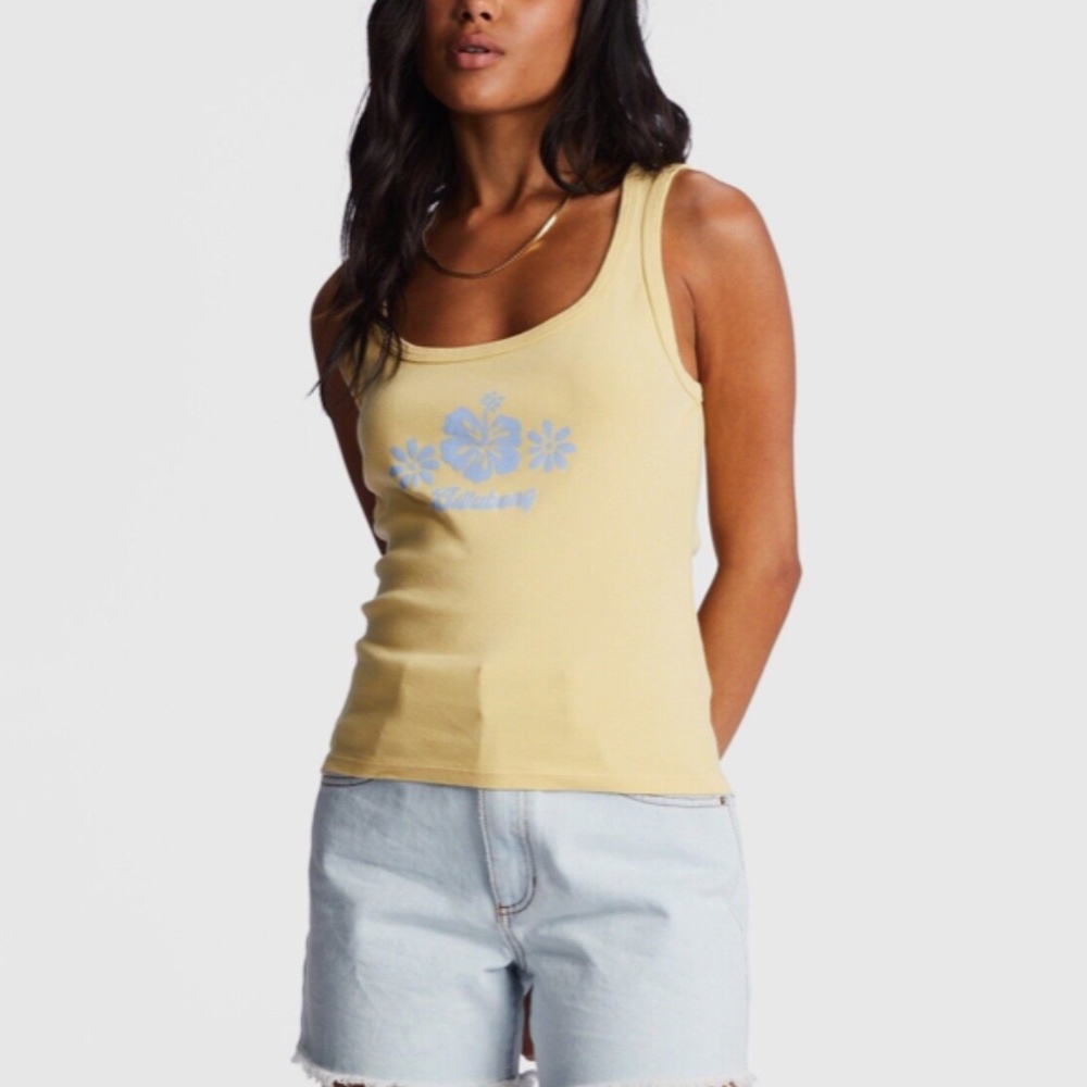Billabong Yellow Racerback Casual Tank